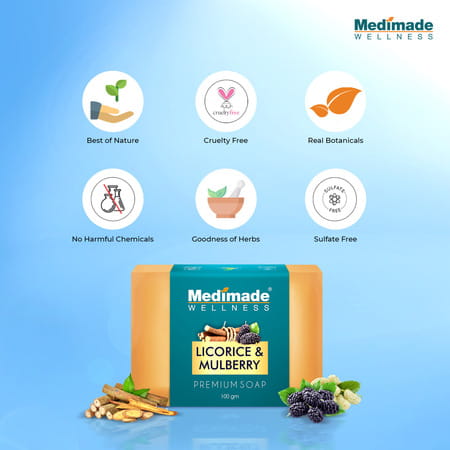 Medimade Licorice & Mulberry Premium Soap - 100 Gm X 5 ( Pack Of 5 )