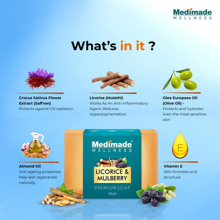 Medimade Licorice & Mulberry Premium Soap - 100 Gm X 5 ( Pack Of 5 )