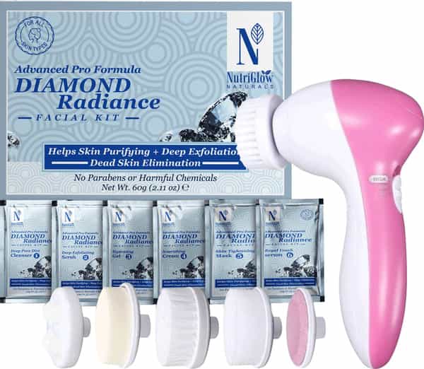 Nutriglow Natural's Advanced Pro Formula Diamond Radiance Facial Kit 60Gm With 5 In 1 Face Massager