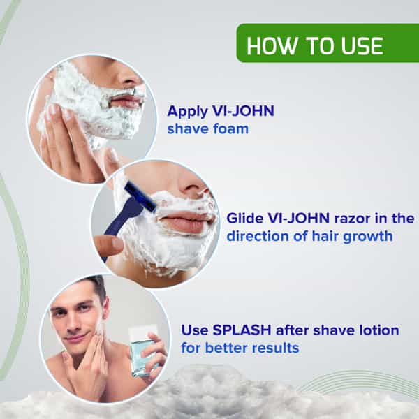 Vi-John Sensitive Skin 5 Way Action Vitamin E Enriched Menthol Shaving Foam - Men (200Ml+33% Extra)
