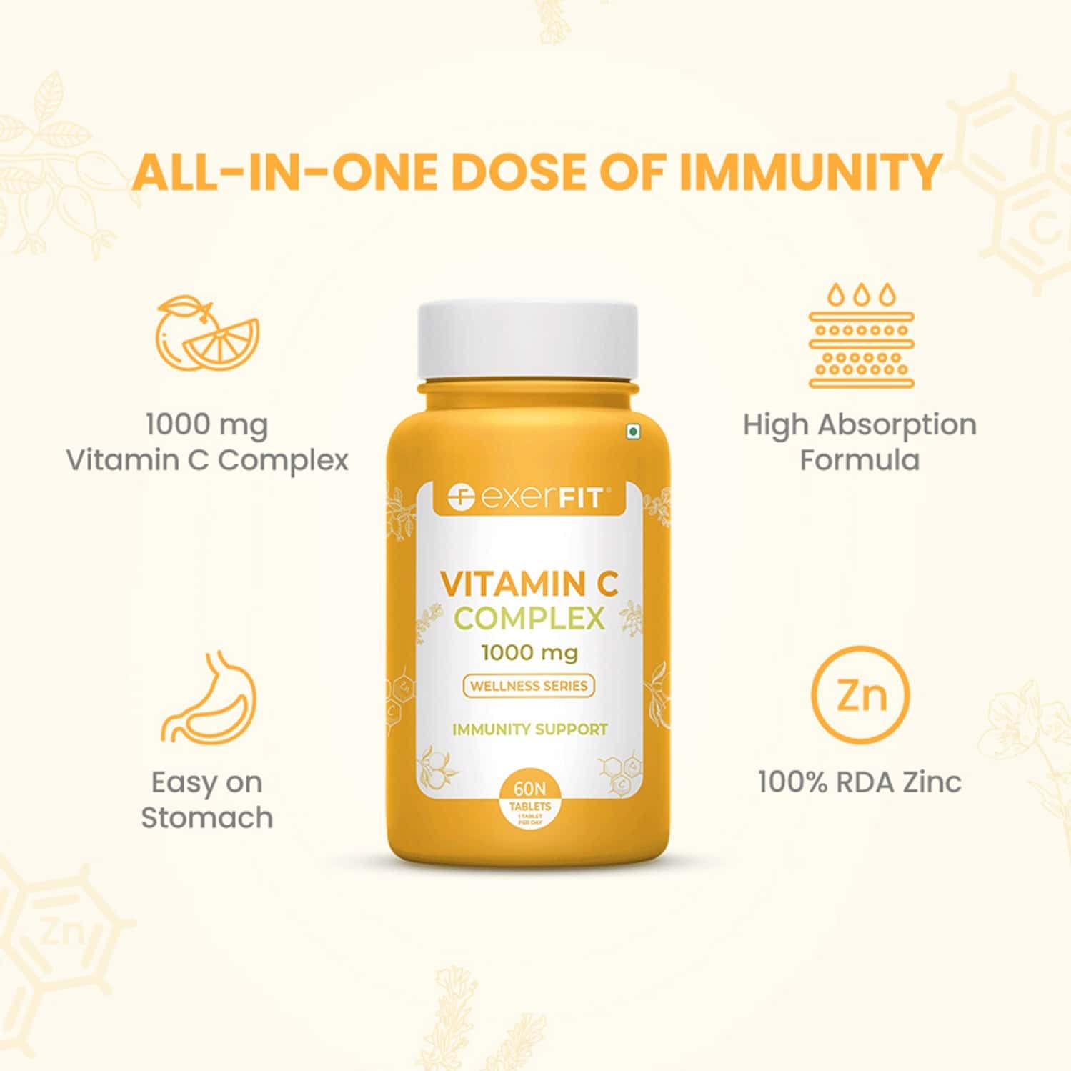 Buy EXERFIT VITAMIN C COMPLEX TABLETS 1000 MG IMMUNITY SUPPORT FORMULA