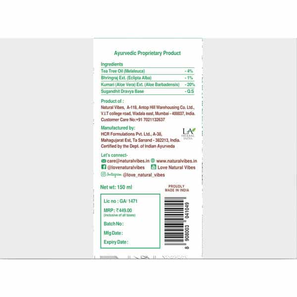 Natural Vibes ~ Ayurvedic Tea Tree Hair Conditioner 150 Ml ~ Nourishes Your Scalp | Strengthens Hair