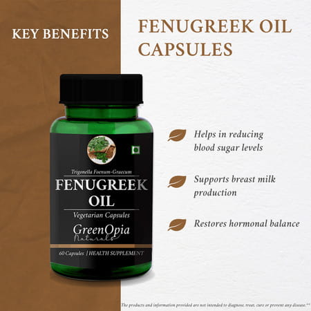 Greenopia Fenugreek Oil 60 Liquid Filled Vegetarian Capsules