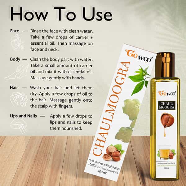 Go Woo 100% Pure Chaulmoogra Carrier Oil For Hair 100 Ml