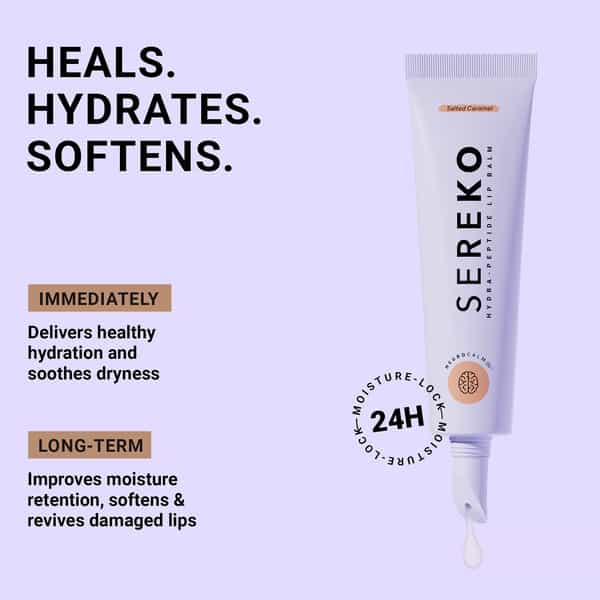 Sereko Hydra Peptide Clear Lip Balm Salted Caramel Dry Lips Flaky Lips Chapped & Rough Lips - 8G