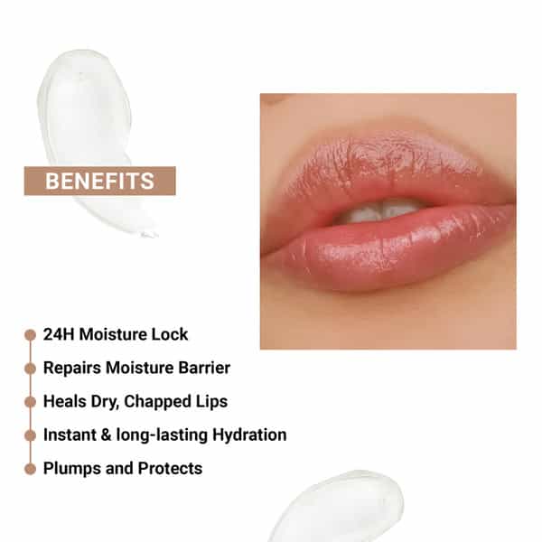 Sereko Hydra Peptide Clear Lip Balm Salted Caramel Dry Lips Flaky Lips Chapped & Rough Lips - 8G