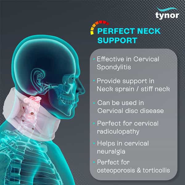 Tynor Cervical Collar Hard Adjustable White Medium 1 Unit