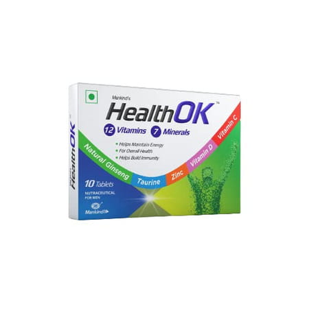 Health Ok Multivitamin With Vitamin D C & Other 17 Multivitamins Minerals 10 Tablets X Pack Of 6