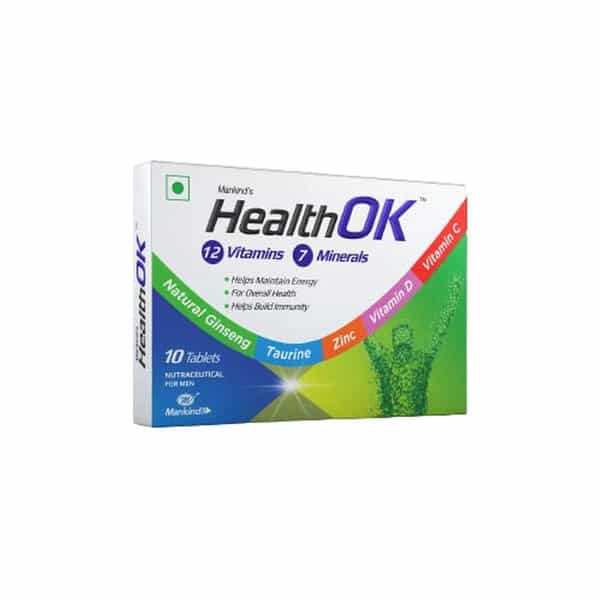 Health Ok Multivitamin With Vitamin D C & Other 17 Multivitamins Minerals 10 Tablets X Pack Of 6