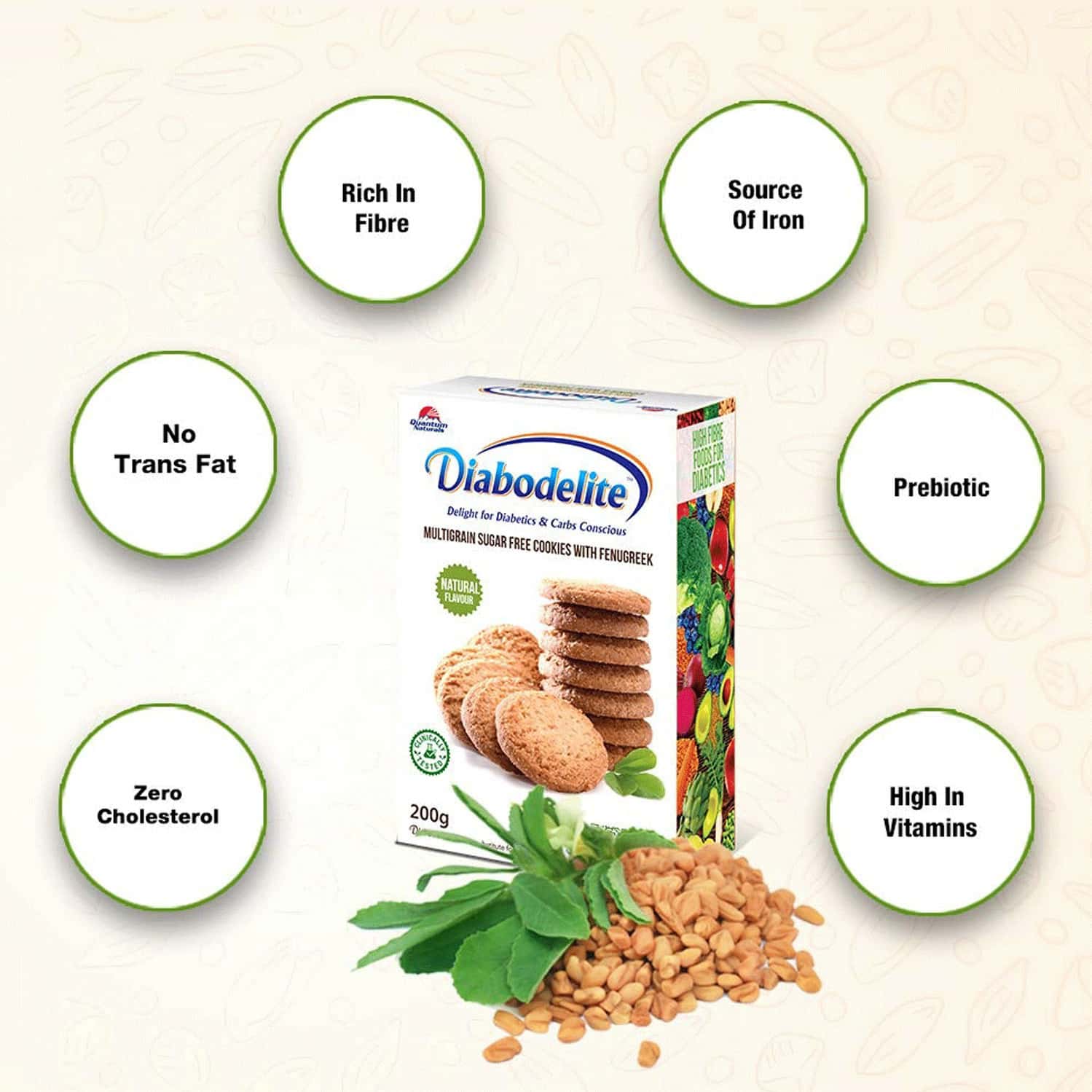 Buy QUANTUM NATURALS DIABODELITE COOKIES NATURAL FLAVOUR HERBAL