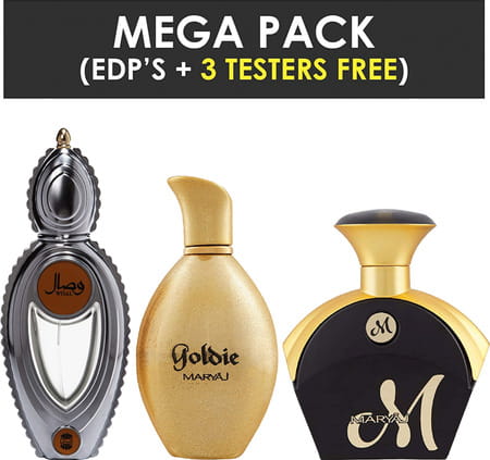 Ajmal Wisal Edp 50ml Oriental Perfume For Women & Maryaj Goldie Edp 100 Ml & M For Her Edp 90 Ml