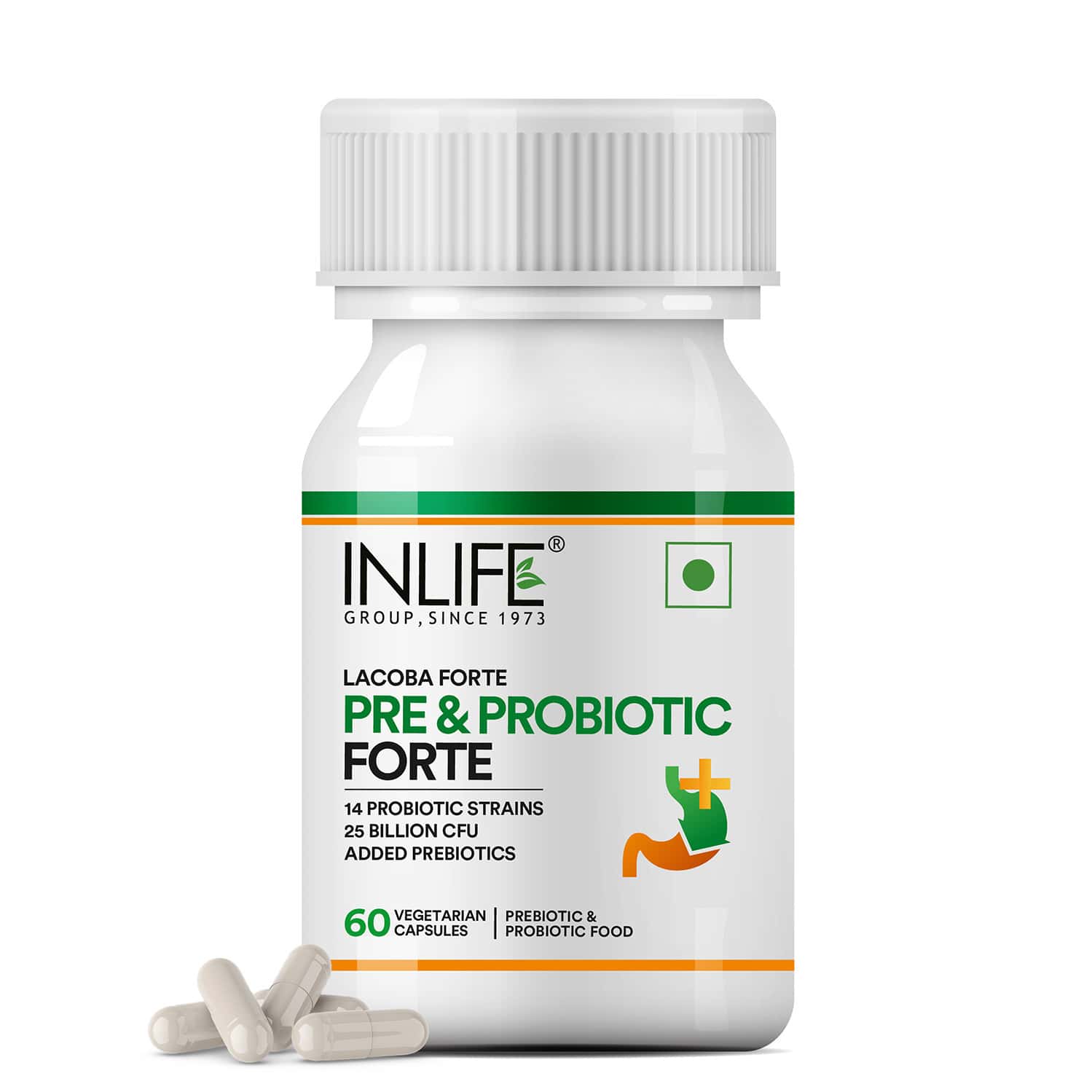 Inlife Prebiotic And Probiotics Forte Supplement For Men & Women-60 Veg Capsules