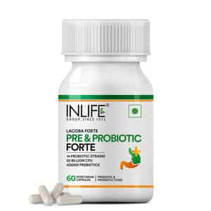 Inlife Prebiotic And Probiotics Forte Supplement For Men & Women-60 Veg Capsules
