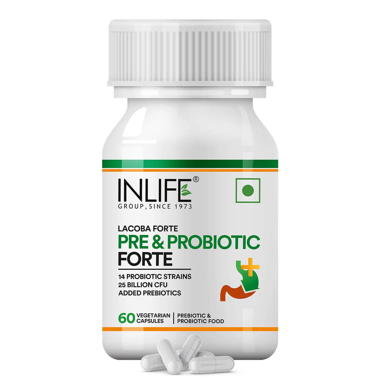 Inlife Prebiotic And Probiotics Forte Supplement For Men & Women-60 Veg Capsules