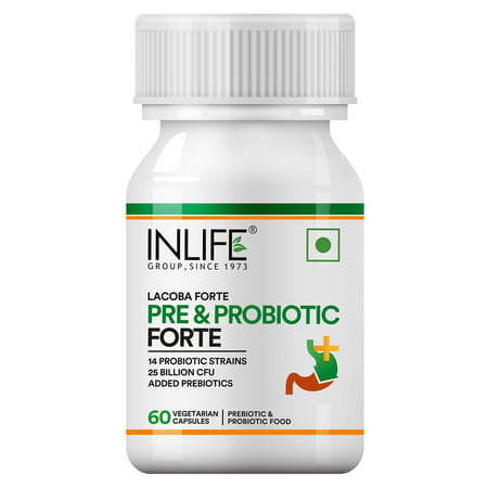 Inlife Prebiotic And Probiotics Forte Supplement For Men & Women-60 Veg Capsules
