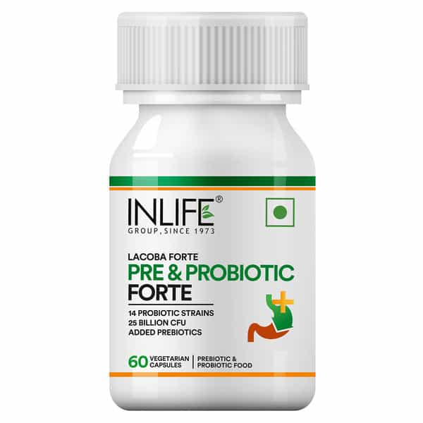 Inlife Prebiotic & Probiotic Forte 25 Billion Cfu For Gut Health - 60 Capsules
