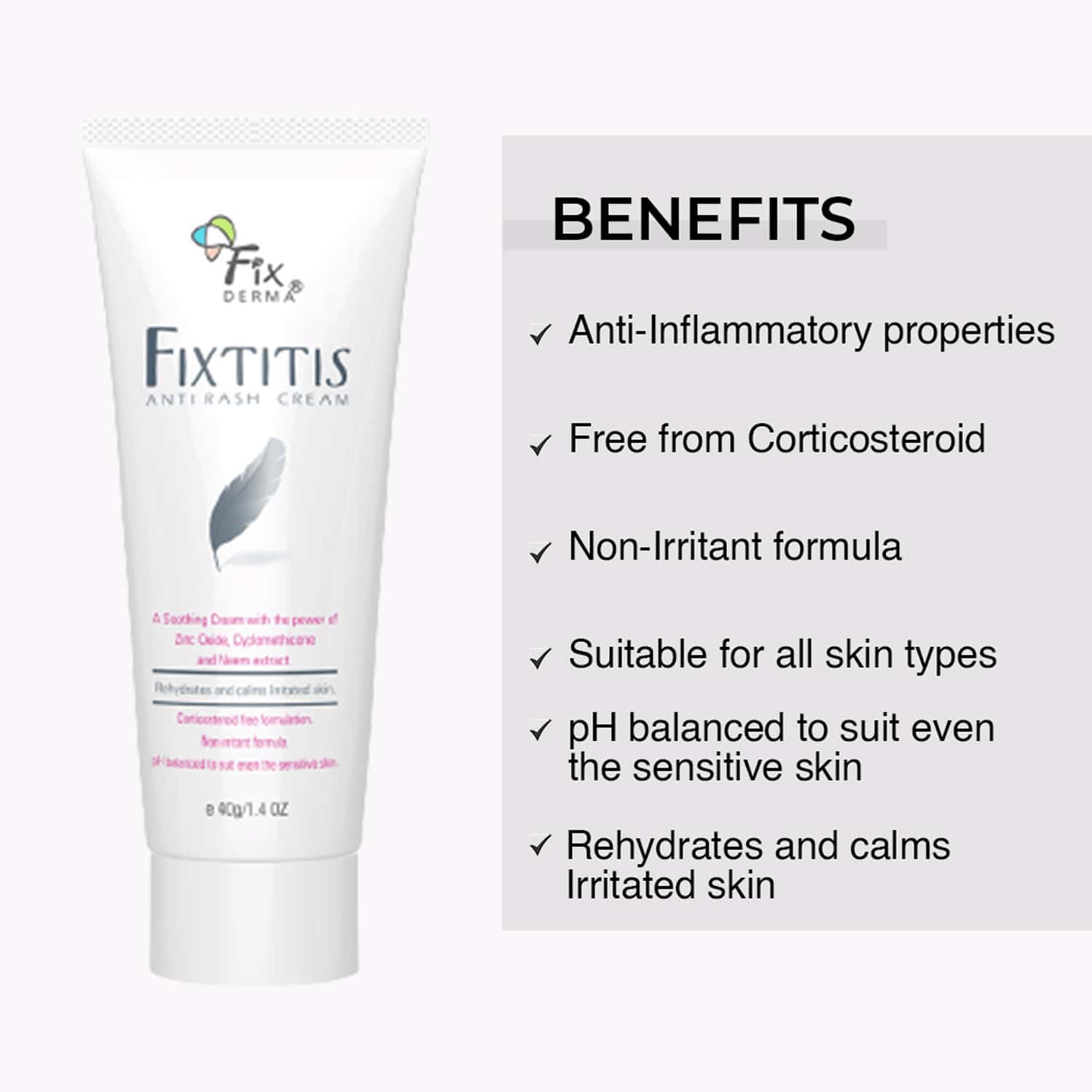 Buy FIXDERMA FIXTITIS ANTI RASH CREAM 40 GM SOOTHEN & CALMS THE SKIN ...