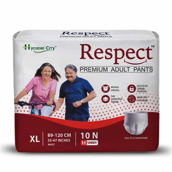 Respect Unisex Adult Diaper Pants Style| 10-12 Hour Leakage Protection (Xl - 10 Count | 35-47 Inches