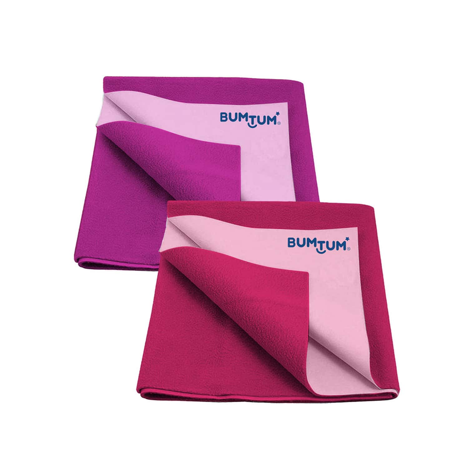 Bumtum Dry Sheet Leakproof Baby Bed Protector (Grape + Hot Pink Small Size 50*70cm|Pack Of 2)