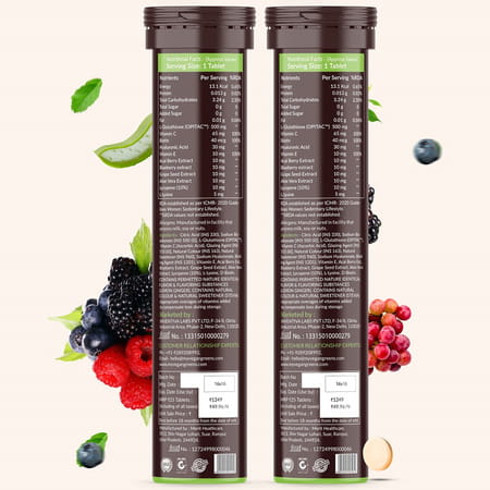 Vegan Greens Skin Radiance Japanese Glutathione 500mg +11 Key Ingredient. 50 Efferve. | Lemon Ginger