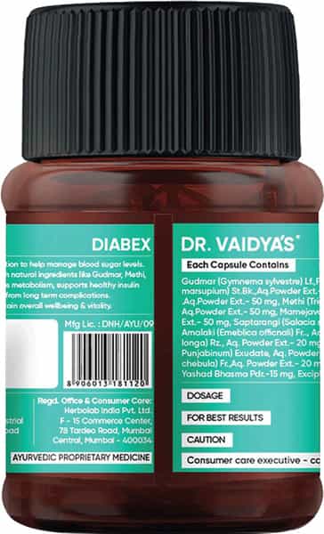 Dr. Vaidya's Diabex -30 Capsules - Pack Of 3