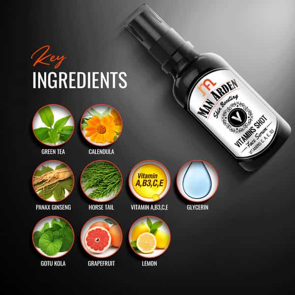 Man Arden Fabulous Skin Care Combo-Sunscreen 100Ml Vitamin Face Serum 30Ml Detan Scrub 100Ml
