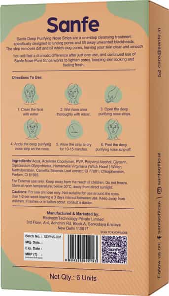 Sanfe Deep Purifying Nose Strips - 6 N