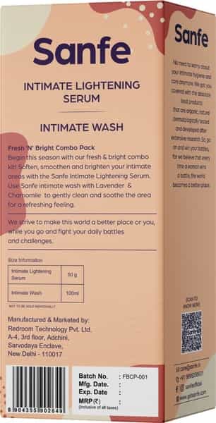 Sanfe Fresh 'N' Bright Combo (Intimate Lightening Serum 50 Gm +Intimate Wash 100 Ml)