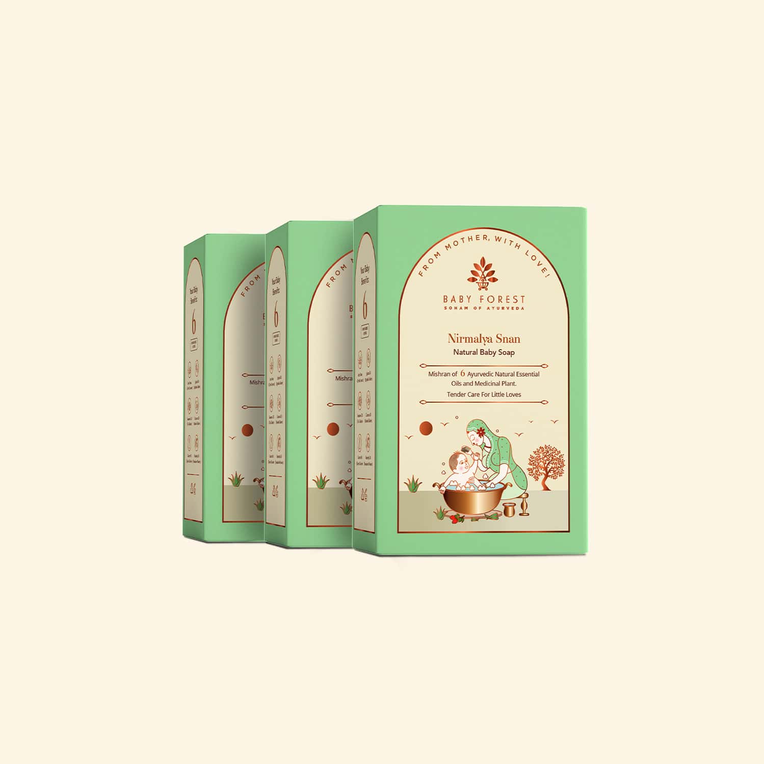 Baby Forest Nirmalya Snan Natural Baby Soap For Kids | Baby Soap For Bath | 125.0 Gm | (Pack Of 3)