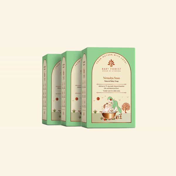 Baby Forest Nirmalya Snan Natural Baby Soap For Kids | Baby Soap For Bath | 125.0 Gm | (Pack Of 3)