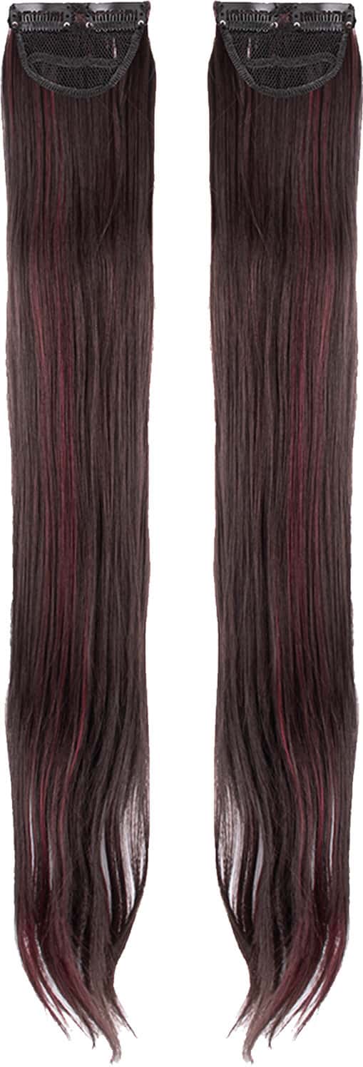 Streak Street Clip-In 24" Straight Burgundy Side Patches (2pcs Set)