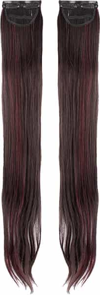Streak Street Clip-In 24" Straight Burgundy Side Patches (2Pcs Set)