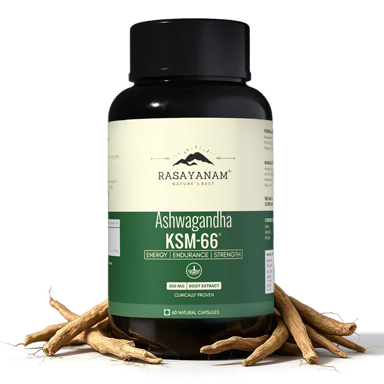 Rasayanam Ashwagandha Ksm-66 Capsules For Stress | Energy & Recovery (60 Capsules | Pack Of 1)
