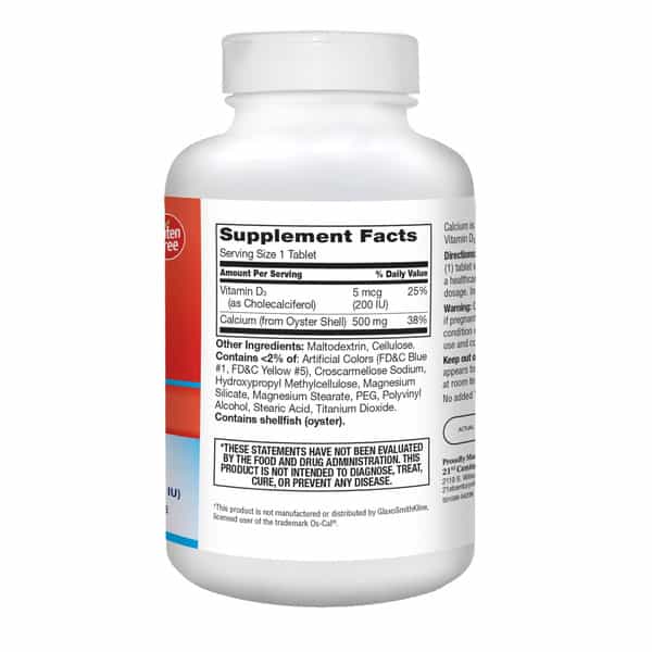 21St Century Calcium 500 Mg + D3 Tablets | 400 Count