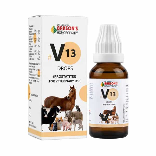 Bakson Homoeopathy V13 Drops | Prostatitis | For Veterinary Use | 30 Ml