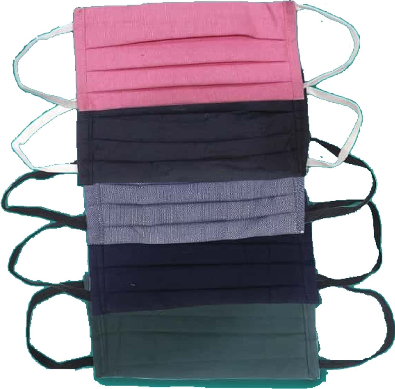 Hand Made Reusable Elastic Cotton Mask Pack Of 5