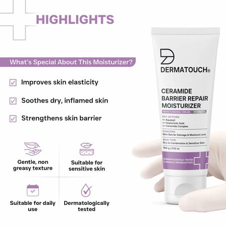 Dermatouch Ceramide Barrier Repair Moisturizer | Deep Hydration & Barrier Support | 100G