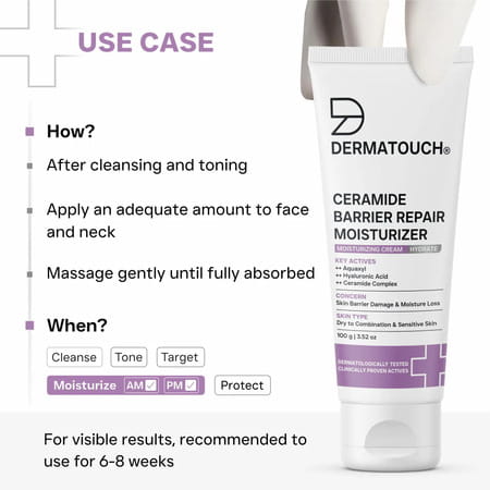 Dermatouch Ceramide Barrier Repair Moisturizer | Deep Hydration & Barrier Support | 100G
