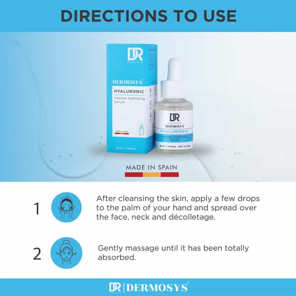 Dermosys Hyaluronic Intense Hydrating Serum | Sulphate & Paraben Free | For All Skin Types - 30Ml
