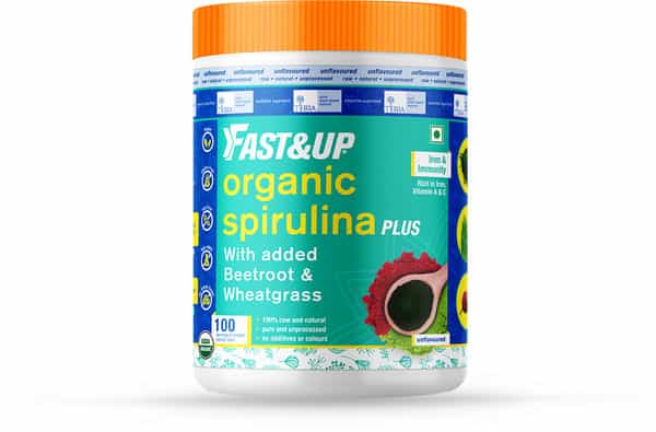 Fast&Up Organic Spirulina Plus Wheatgrass Beetroot - Iron Immunity - Plant Based Powder - 300G