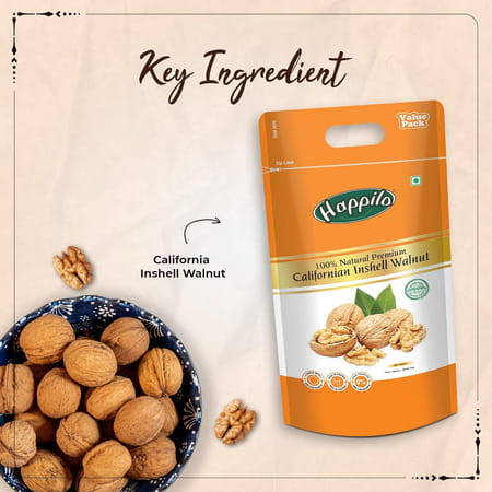 Happilo Premium 100% Natural Californian Inshell Walnut Kernels 1000g Value Pack