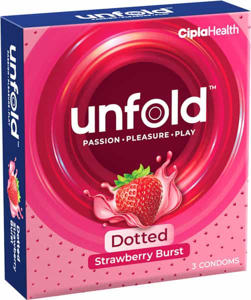 Unfold Dotted Strawberry Burst Box Of 3 Condoms