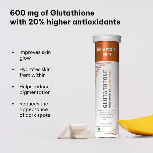 Hk Vitals Glutathione (Mango | 15 Tabs) | With Vitamin C & E | For Skin Glow & Hydration