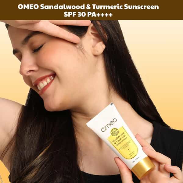 Omeo Sandalwood & Turmeric Sunscreen Spf 30 Pa++++ For Even Toned & Glowing Skin Uv Protection 50 Gm