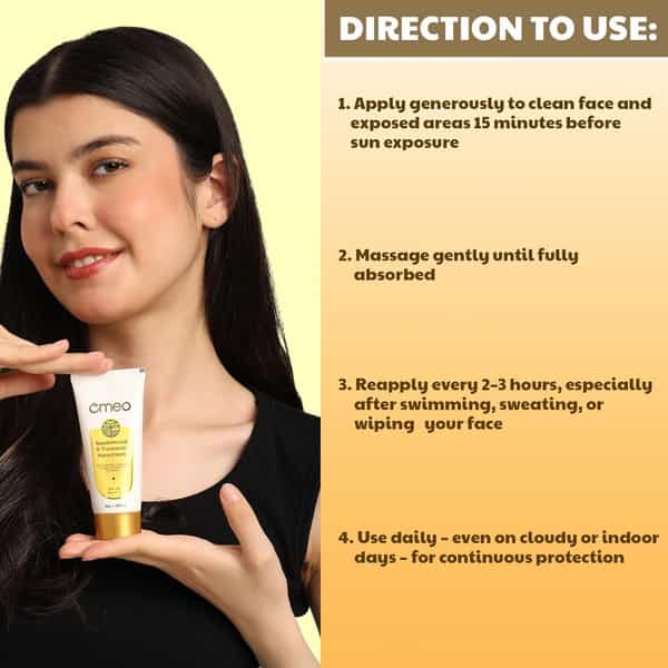 Omeo Sandalwood & Turmeric Sunscreen Spf 30 Pa++++ For Even Toned & Glowing Skin Uv Protection 50 Gm