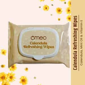 Omeo Calendula Refreshing Wet Wipes For Women And Men- Face/travel/makeup Remover - 25n