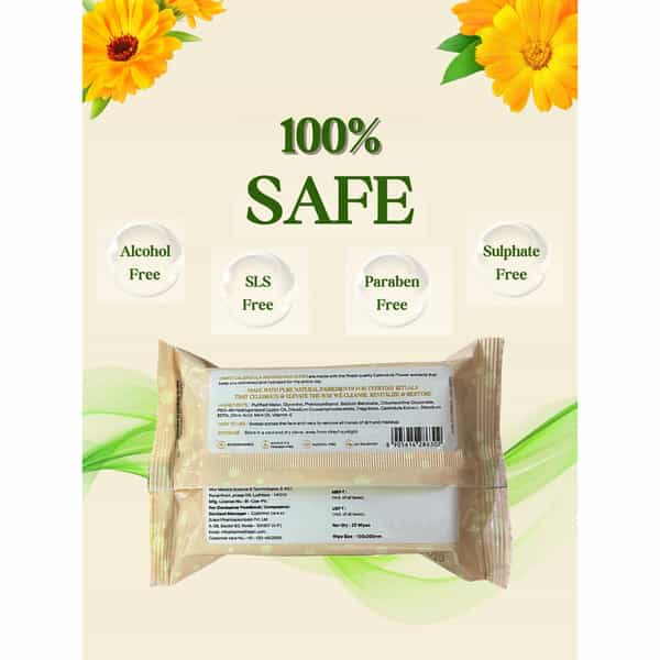 Omeo Calendula Refreshing Wet Wipes For Women And Men- Face/Travel/Makeup Remover - 25N