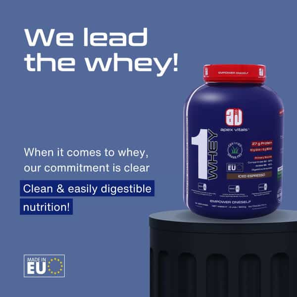 Apex Vitals 1 Whey - Grass-Fed Whey | 27G Protein | Digestive Enzymes Iced Espresso - 4Lbs