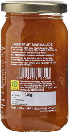 Bhuira All Natural Three Fruit Marmalade|Kinnow Orange And Gulgul|No Artifical Color|240g Pack Of 1