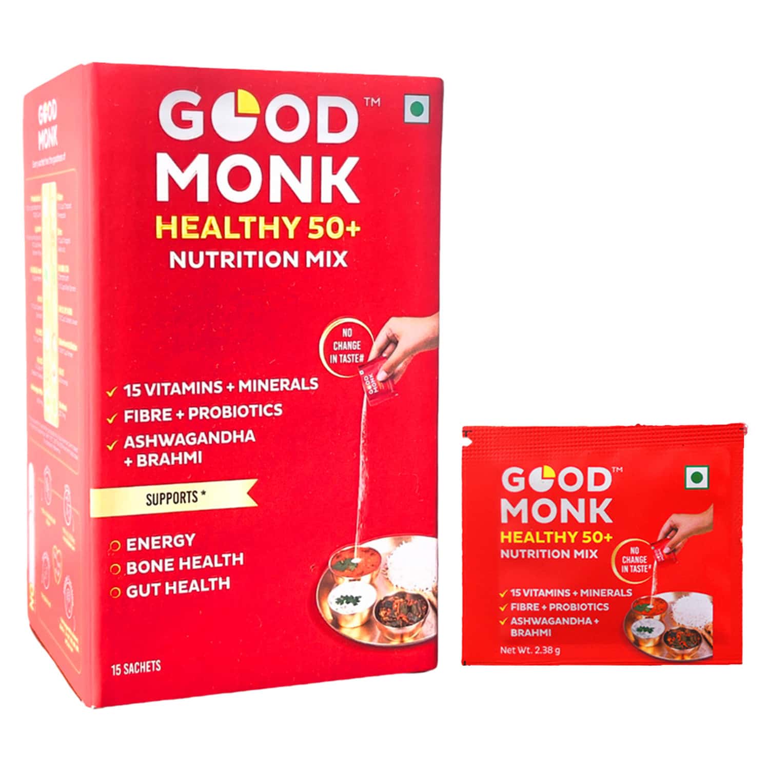 Good Monk Healthy 50+ Nutrition Mix | To Improve Energy | Bone & Gut Health | 15 Sachets